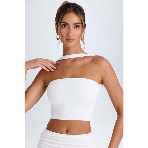 Oh Polly Choker-Detail Bandeau Top - XS - White - Picture 2 of 6